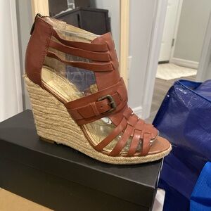 Enzo Angiolini Brown Espadrille Wedges 7.5
